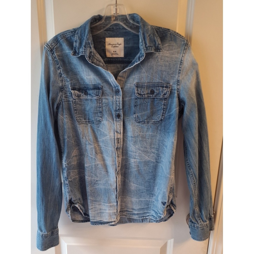American Eagle Outfitters Denim Western Y2K Button Front Shirt Women's Medium